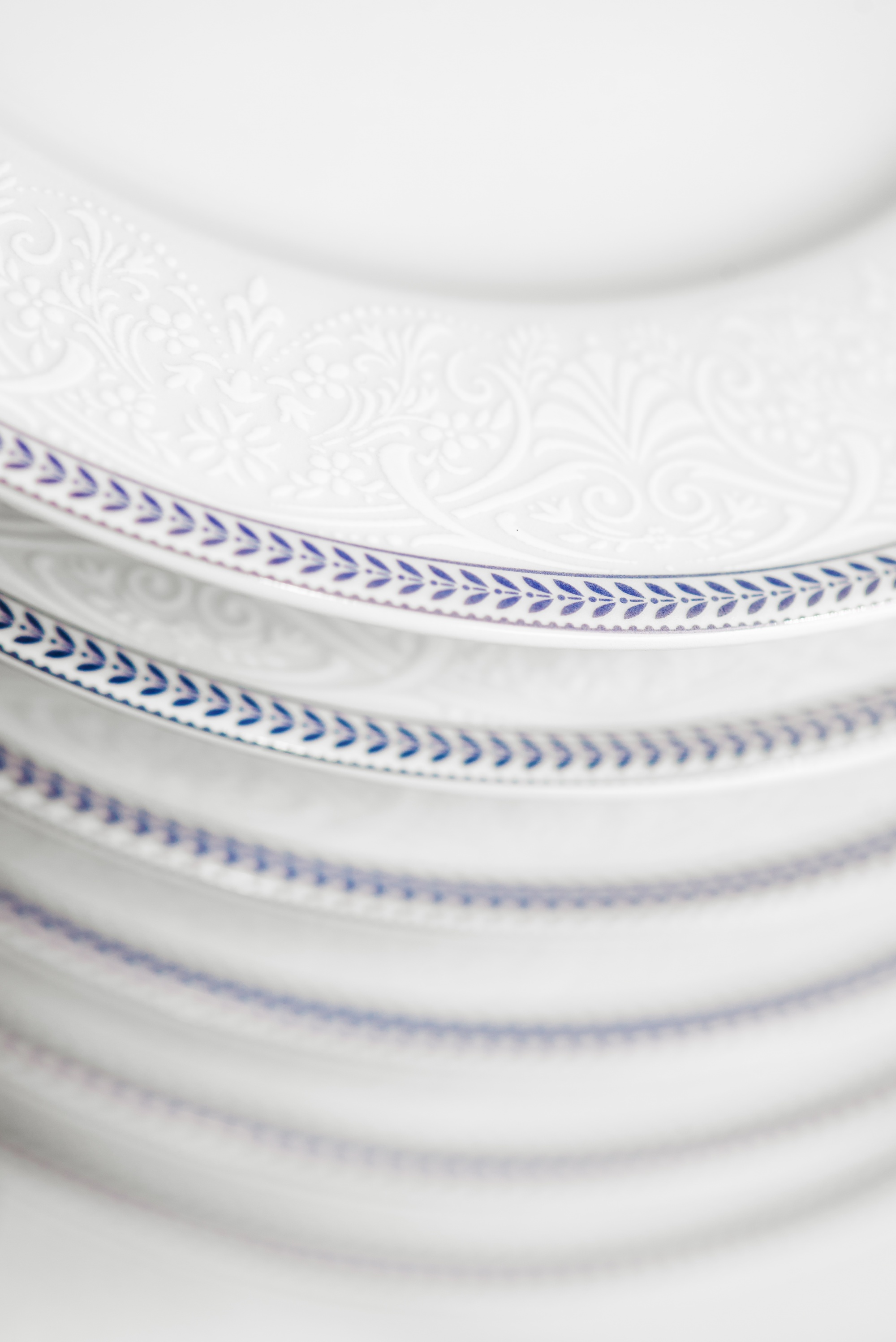 Close-up satin stitch on blue fabric