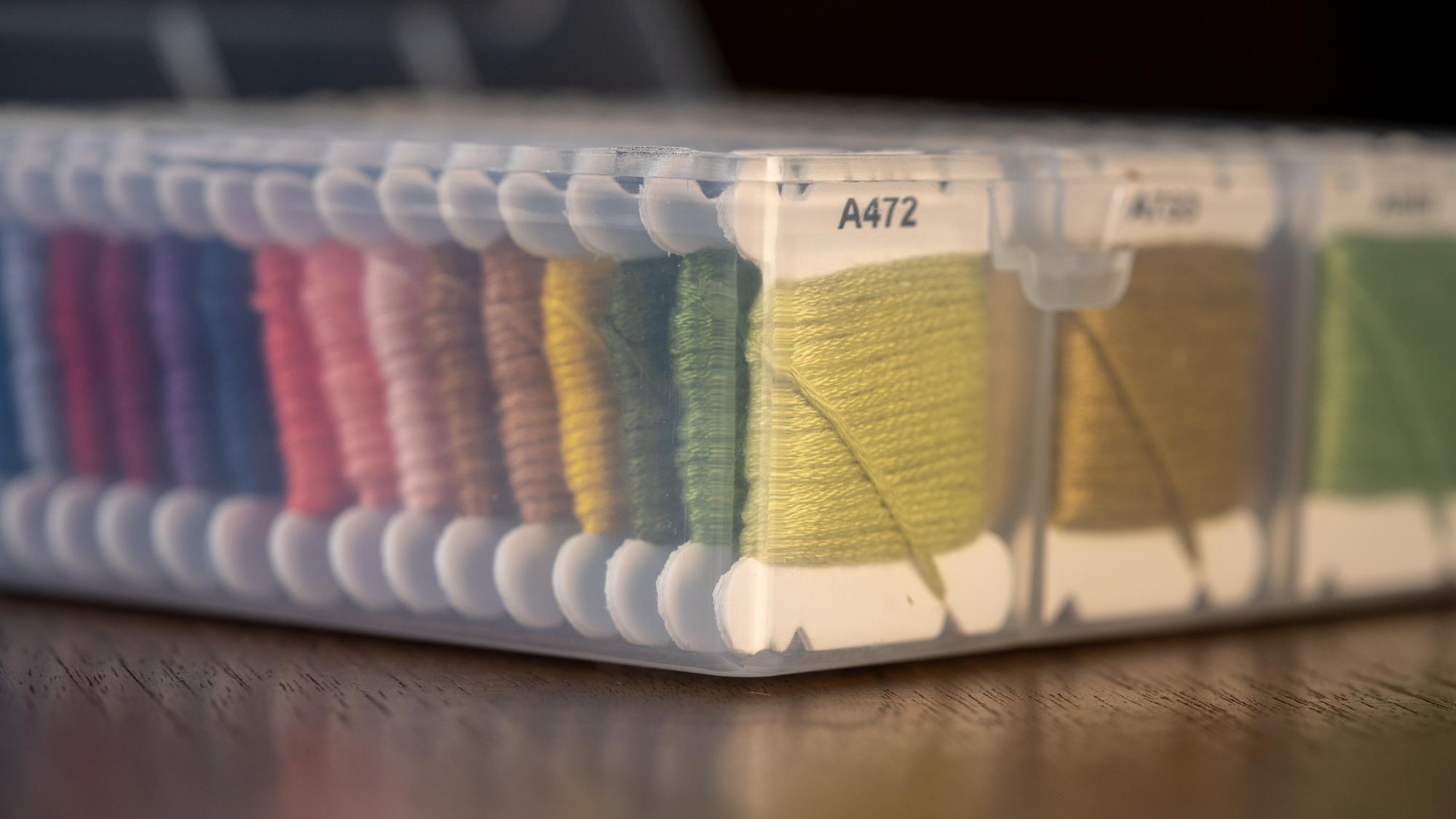 Sample production set with labeled embroidery swatches